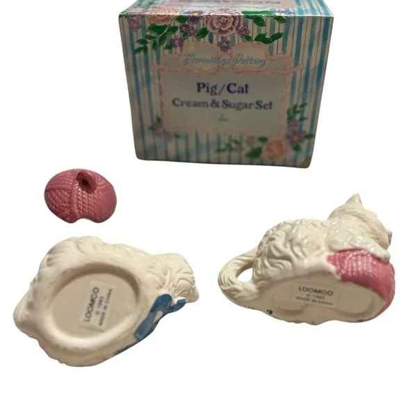 Vintage 1993 Cat with yarn Creamer and Sugar Set - Picture 4 of 10